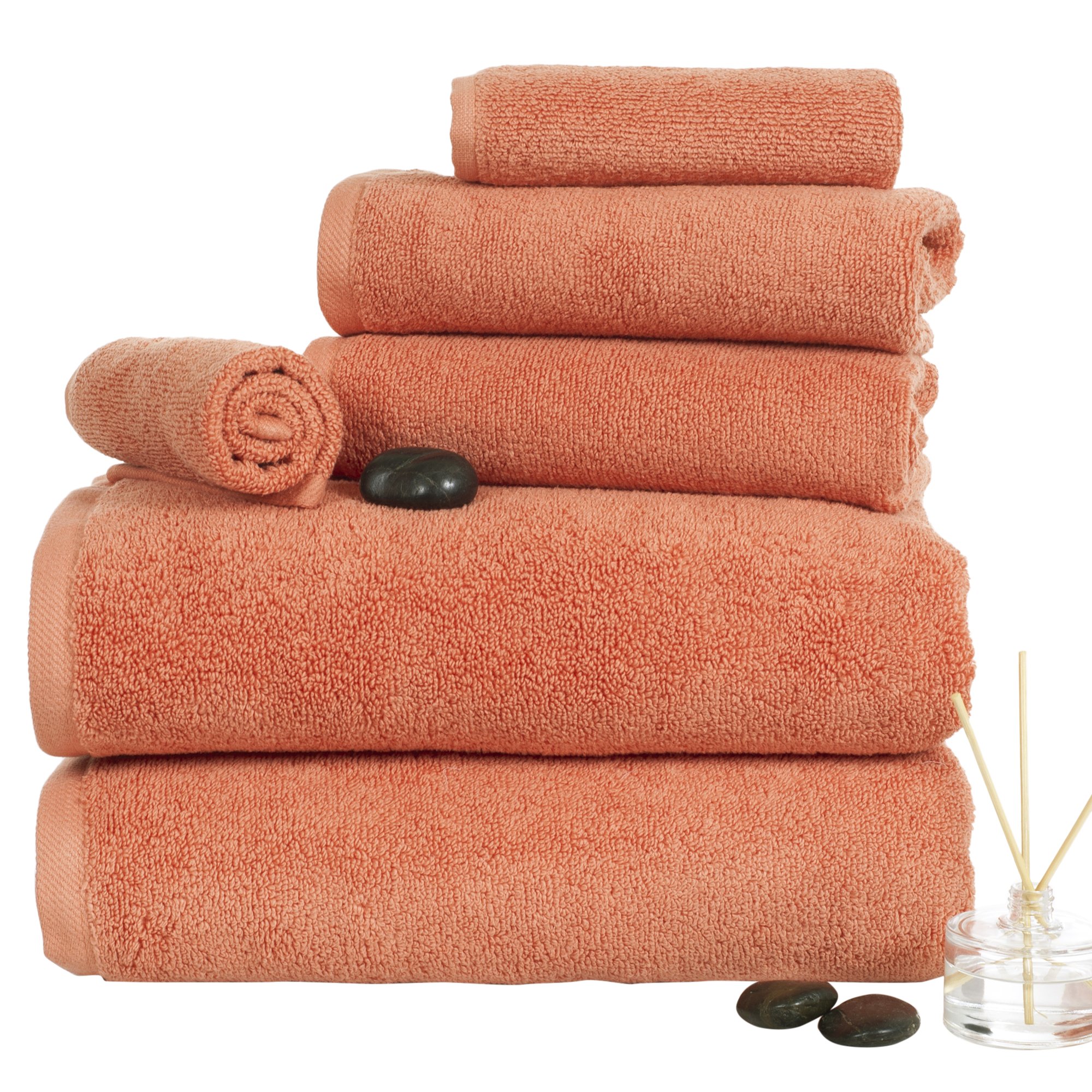 BEDFORD HOME100% Cotton Zero Twist 6 Piece Set - Brick