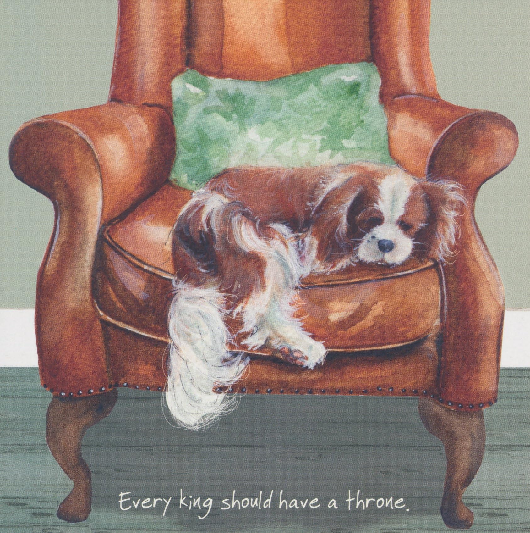 Cavalier King Charles Spaniel BLANK birthday greeting card - Every king should have a throne