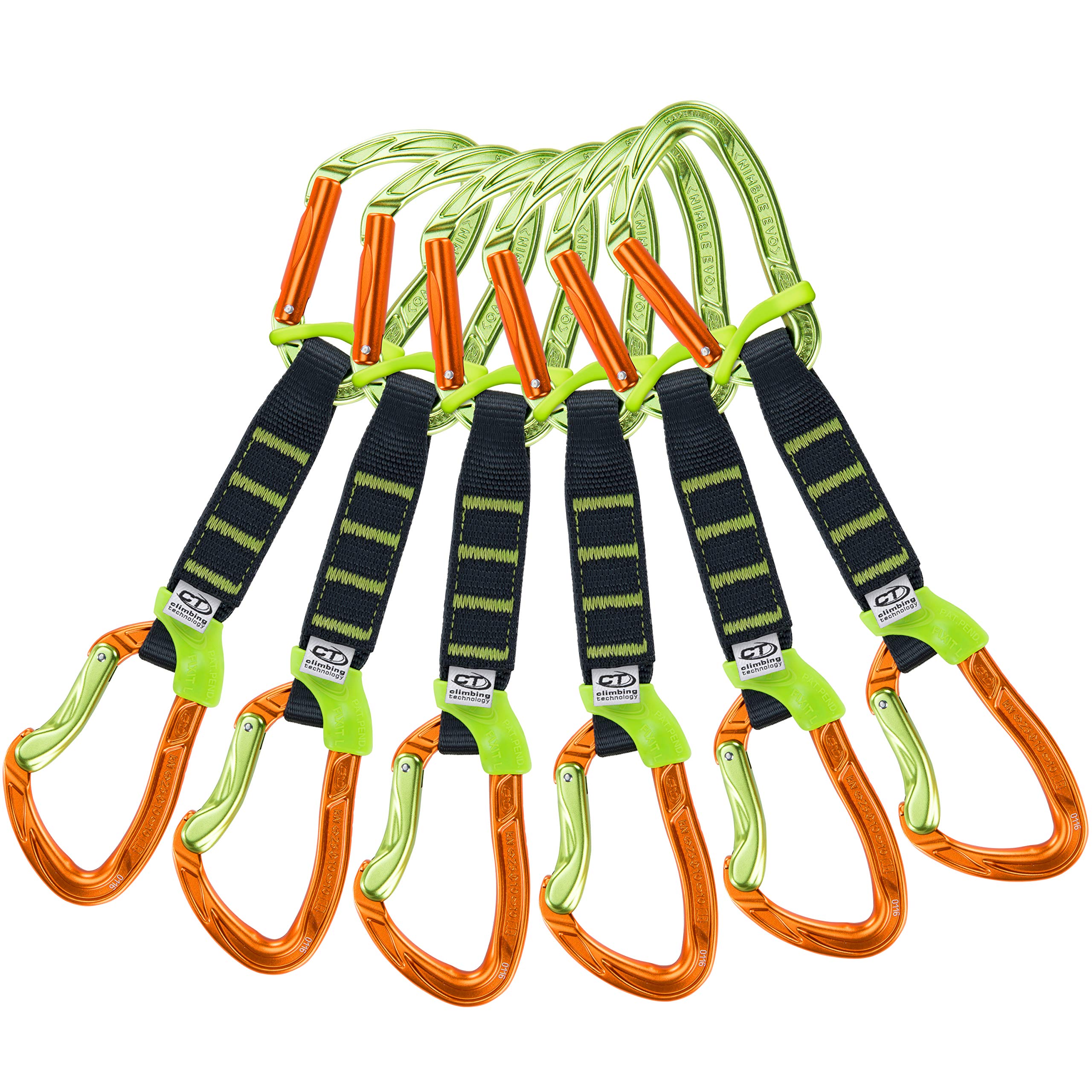 Climbing Technology 2E688FGA0BCTXXP Nimble Fixbar Set PRO Rinvio, Confezione da 6 Pezzi, Verde/Arancione