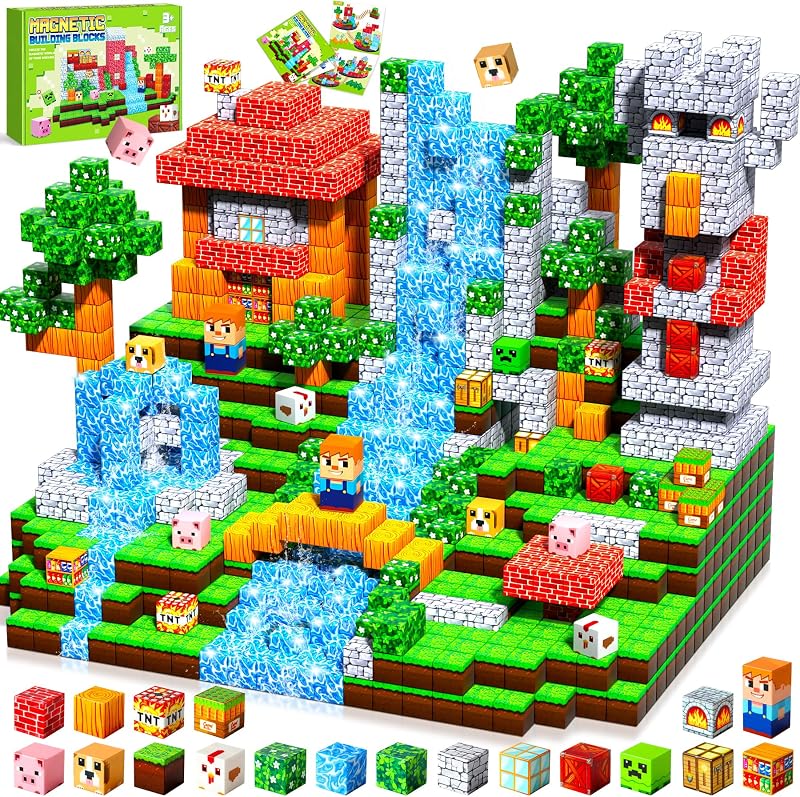 Pourbibi Bloques Magneticos Construccion Niños,Magneticas Niños,Juguetes Niños 3 Años,Piezas Construcciones Magneticas,Juguete Creativo Montessori para 3 4 5 6 7 8 9 10 Años