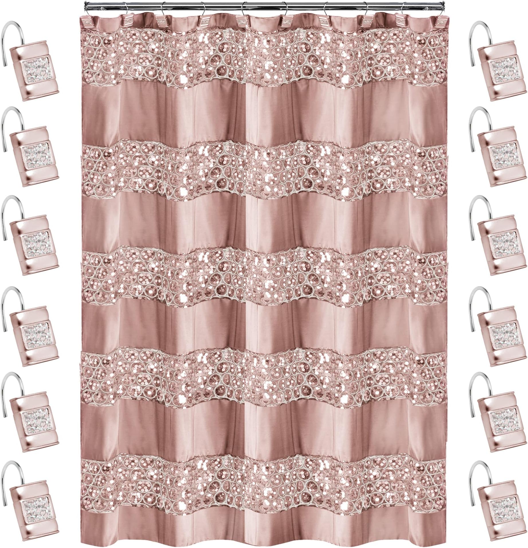 Popular Bath Sinatra Bath Set, Shower Curtain with 12