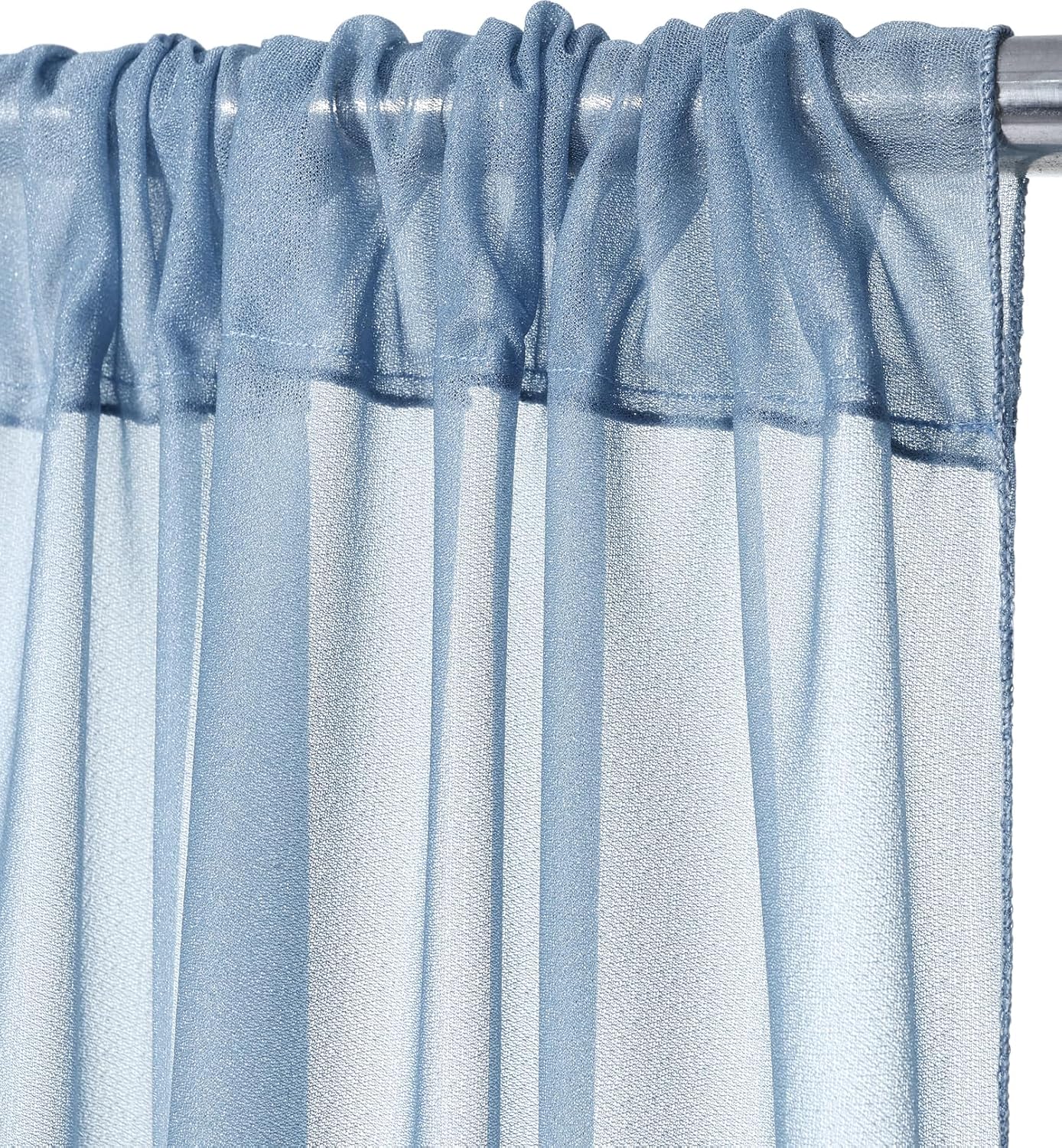 MDS - 6 Panels 5ft x 7ft Chiffon Photo Drapes Two Pages Curtain Voile Sheer Glimmer Wrinkle Free Photography Backdrop Backgrounds for Wedding Arch Ceremony Party Stage Decoration - Dusty Blue