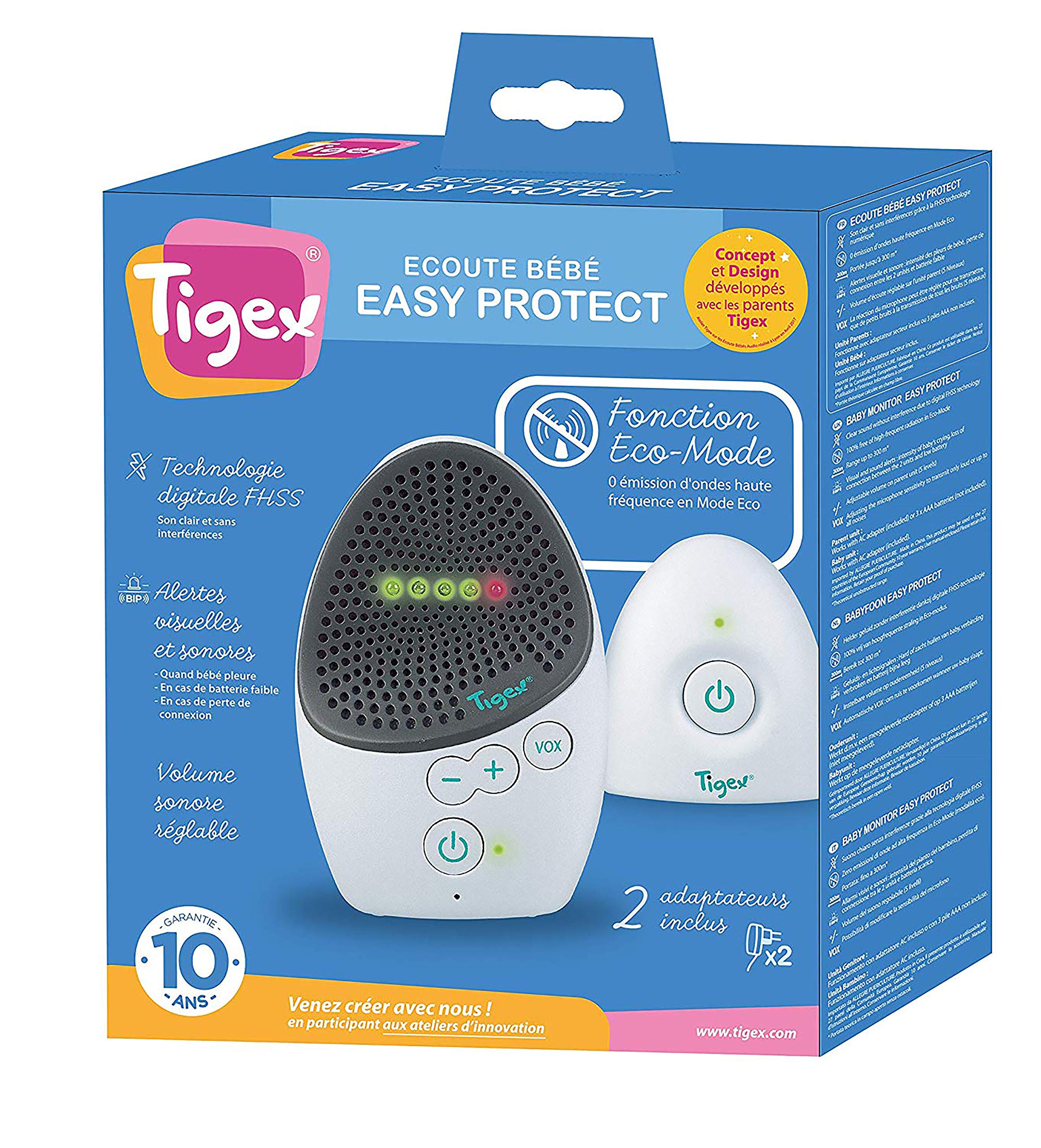 Tigex Baby Monitor Easy Protect, baby monitor ricaricabile con modalità Eco