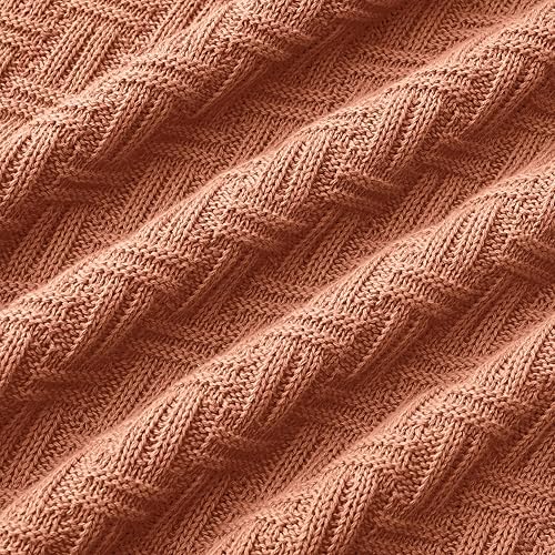 Miniatura 7 de TREELY Manta de punto 100% algodón para sofá (50 x 60 pulgadas, caramelo)