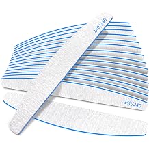 BLESWIN Nail Files 240/240 Grit, 25 Pcs Professional Double Sided Emery Board, Reusable Washable Coarse Tool for Acrylic & Gel Nails, Home Salon Application