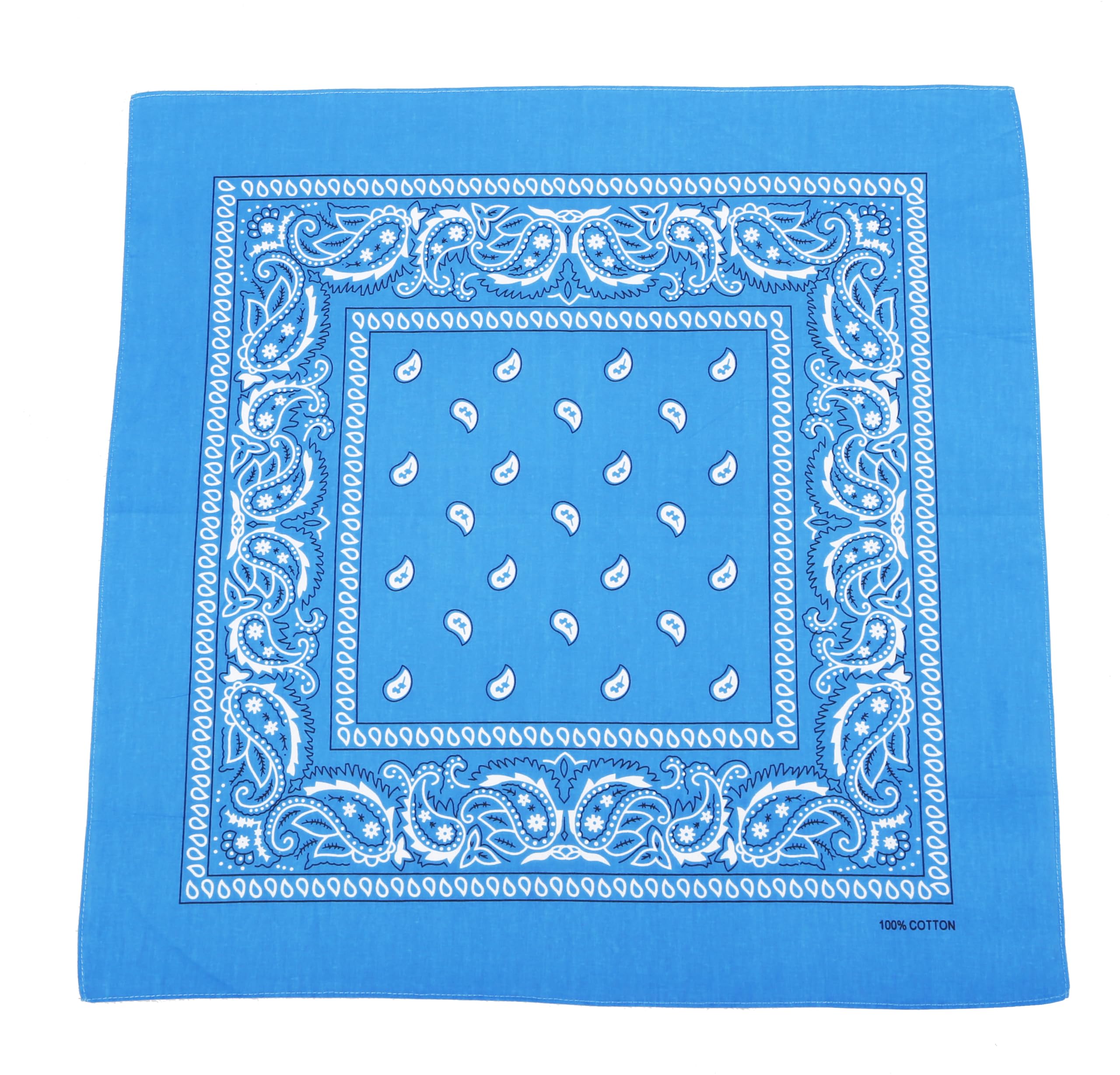 FANNI YOUPIN 100% Cotton Bandanas/Fashion Scarf for Men & Women Paisley printed Large 10pcs (Turquoise)