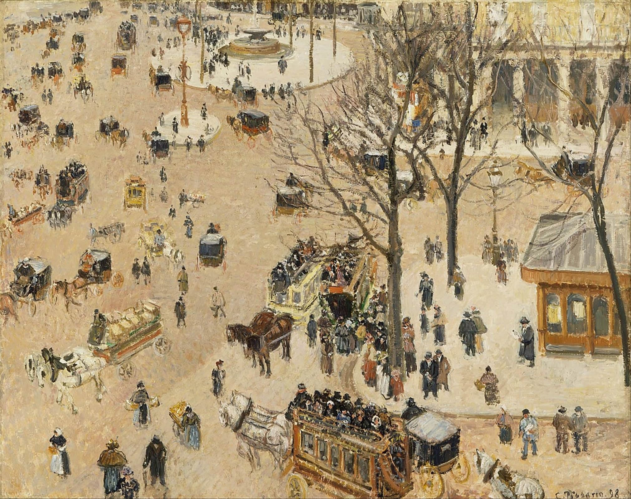 POSTERIIk Vintage Print Pop Art Landscape Artwork the Place Theater by Camille Jacob Pissarro Art Prints for Office Home Decor 60x90cm