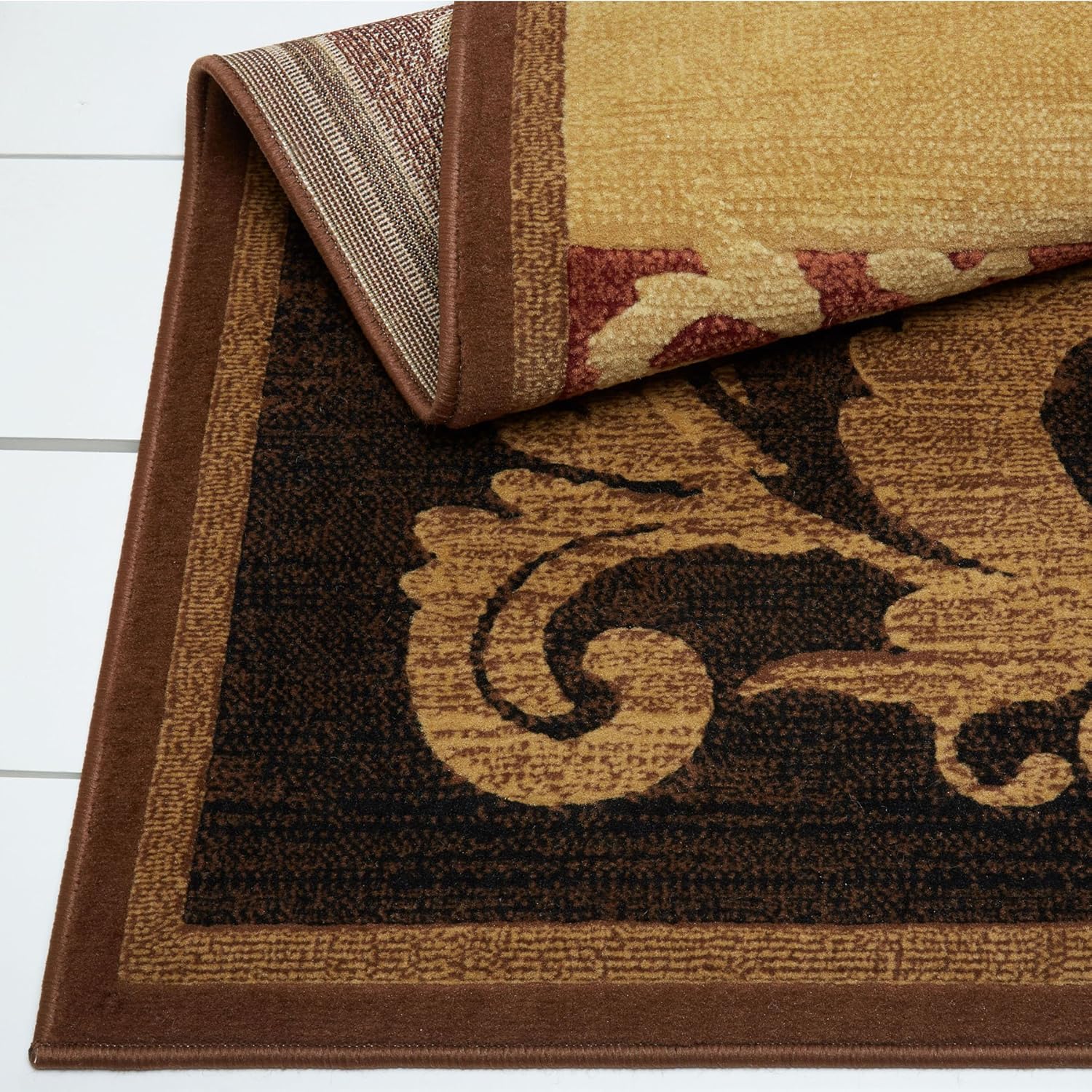 Home Dynamix Catalina Pierre Contemporary Geometric Area Rug Brown/Red 19.6"x31.5" Polypropylene Geometric,Scroll Stain Resistant 2' x 3'