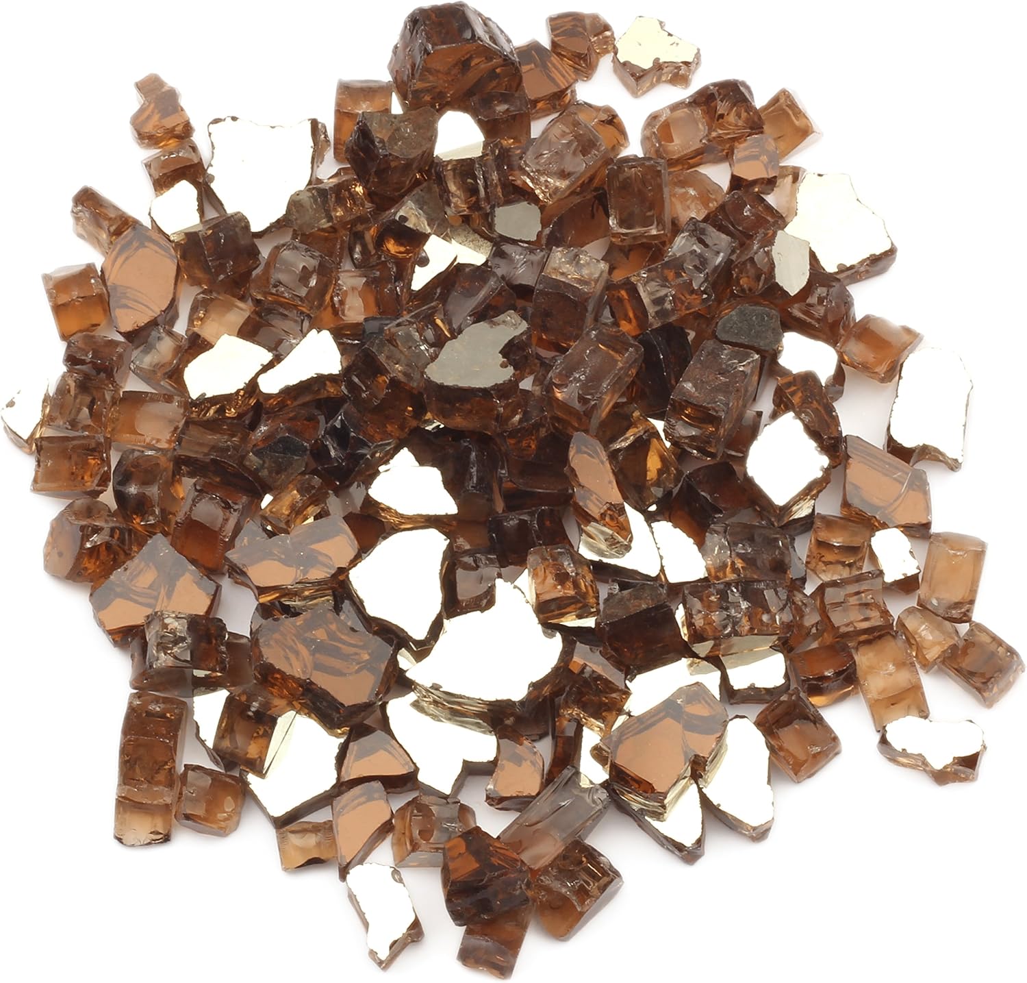 Li Decor 10 Pound Fire Glass 1/2 Inch High Luster Tempered Fire Pit Glass Fire Glass Rocks for Gas Fireplace,Rich Copper Reflective
