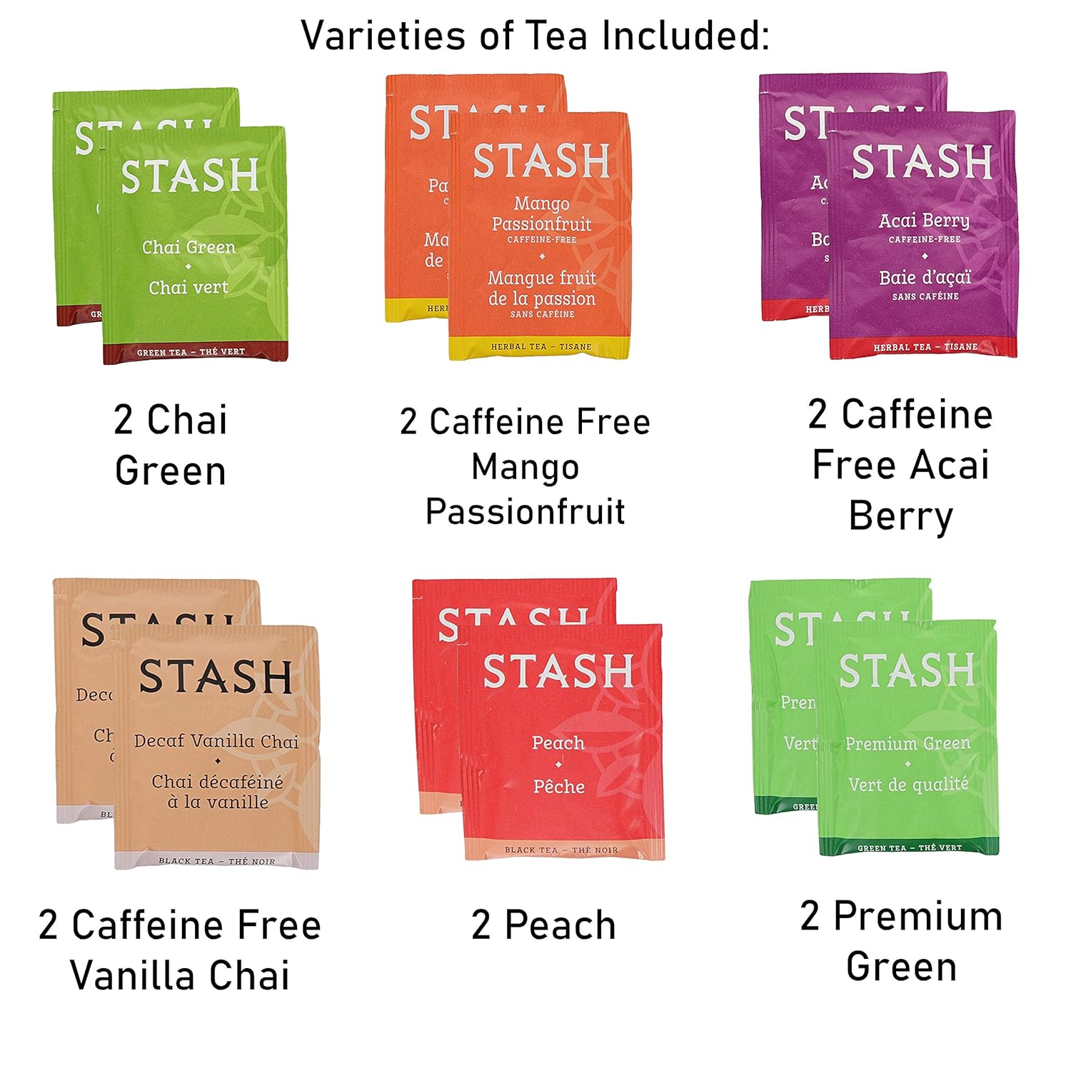 Stash Herbal Tea, Green Tea, and Black Tea Sampler Box - 40 Tea Bags, Assortment of 20 Flavors - Comes with a Premium Penguin Teaspoon and Tea Postcard : Grocery & Gourmet Food