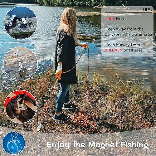 Miniatura 6 de MUTUACTOR Imanes de pesca fuertes combinados con fuerza de tracción de 700 libras, imán de recuperación de doble cara N52 imanes de neodimio