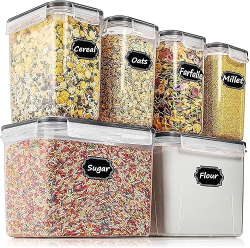 Miniatura 6 de Wildone 6 recipientes herméticos grandes y 6 contenedores de almacenamiento de cereales