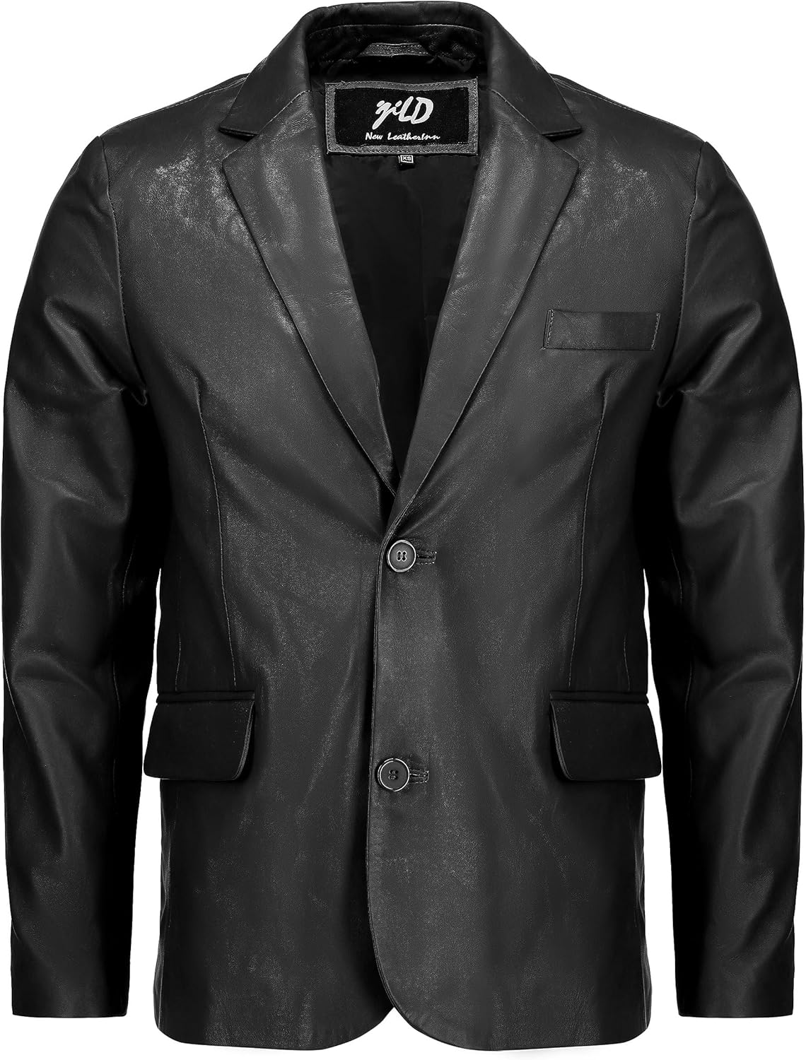 Jild Invisible Stitching Casual Leather Blazer for Men - 2-Button Closure Coat Style Regular Fit Lambskin Leather Jacket Men
