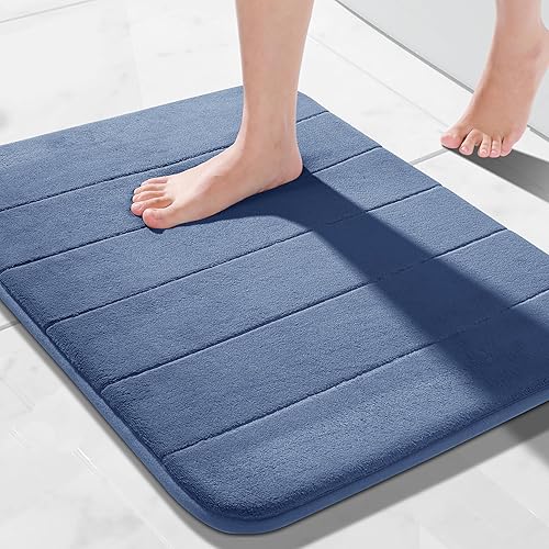 Miniatura 14 de Alfombra de baño de espuma viscoelástica, 24 x 17 pulgadas, cómoda, suave, antideslizante, súper absorbente, de secado rápido, alfombra de baño para