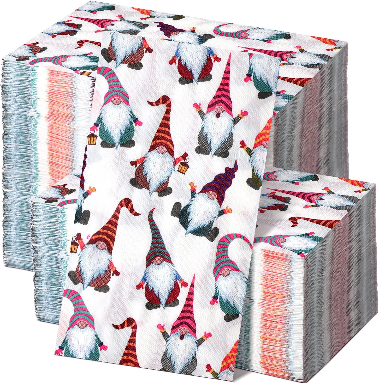 100 Christmas Gnomes Guest Napkins 3 Ply Disposable Paper I'll be Gnome for