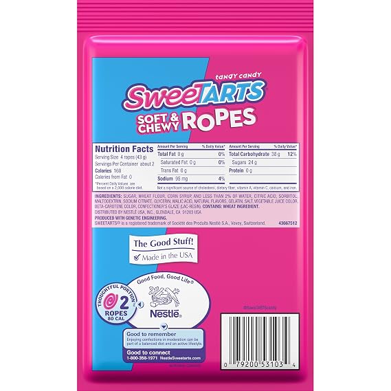 SweeTARTS Soft & Chewy Ropes, Cherry Punch, 3 Oz