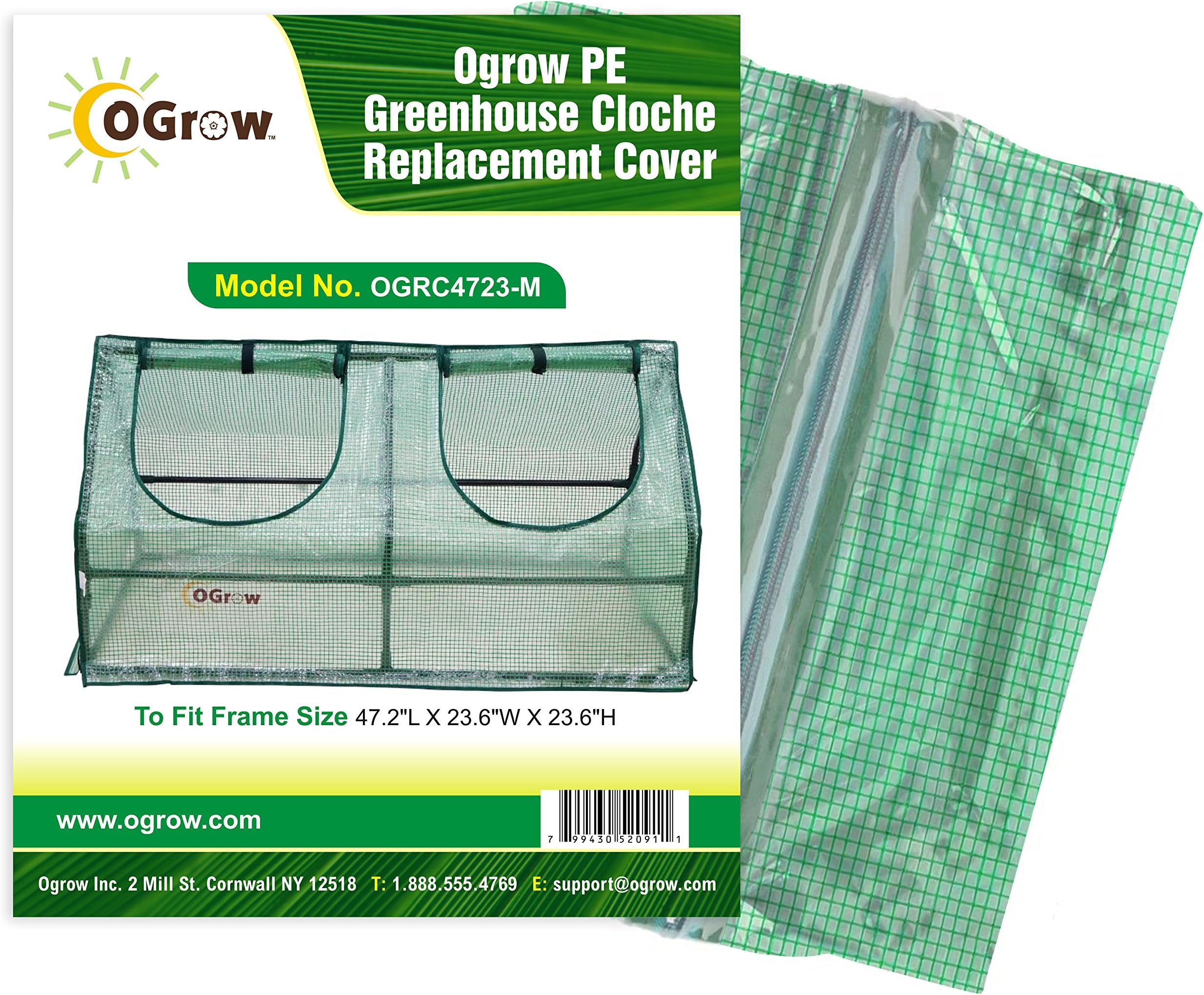 OGrow Greenhouse Replacement Cover, PVC Plastic Weather Resistant Grow House Covers, Clear and Green