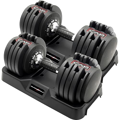CAP Barbell ADJUSTABELL Adjustable Round Dumbbell Weights 55lb-Pair
