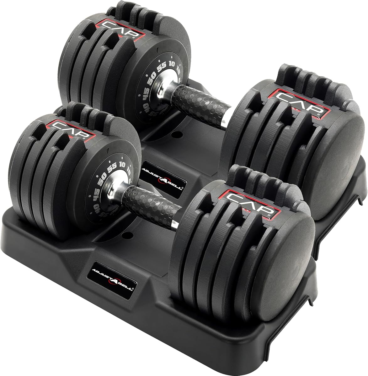 CAP Barbell ADJUSTABELL Adjustable Dumbbell Weights - Singles & Pairs| 25 lb & 55 lb Weight Options