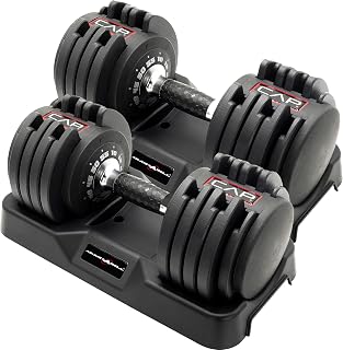 CAP Adjustabell 55lb Adjustable Dumbbells Pair - Twist Dial 10-55lb Space-Saving Home Gym Weights