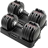 CAP ADJUSTABELL Adjustable Dumbbell Weights - Singles & Pairs | 12.5 lb, 25 lb & 55 lb | Multiple Handle Options Pair 55 lb - Honeycomb Chrome and Black Handle