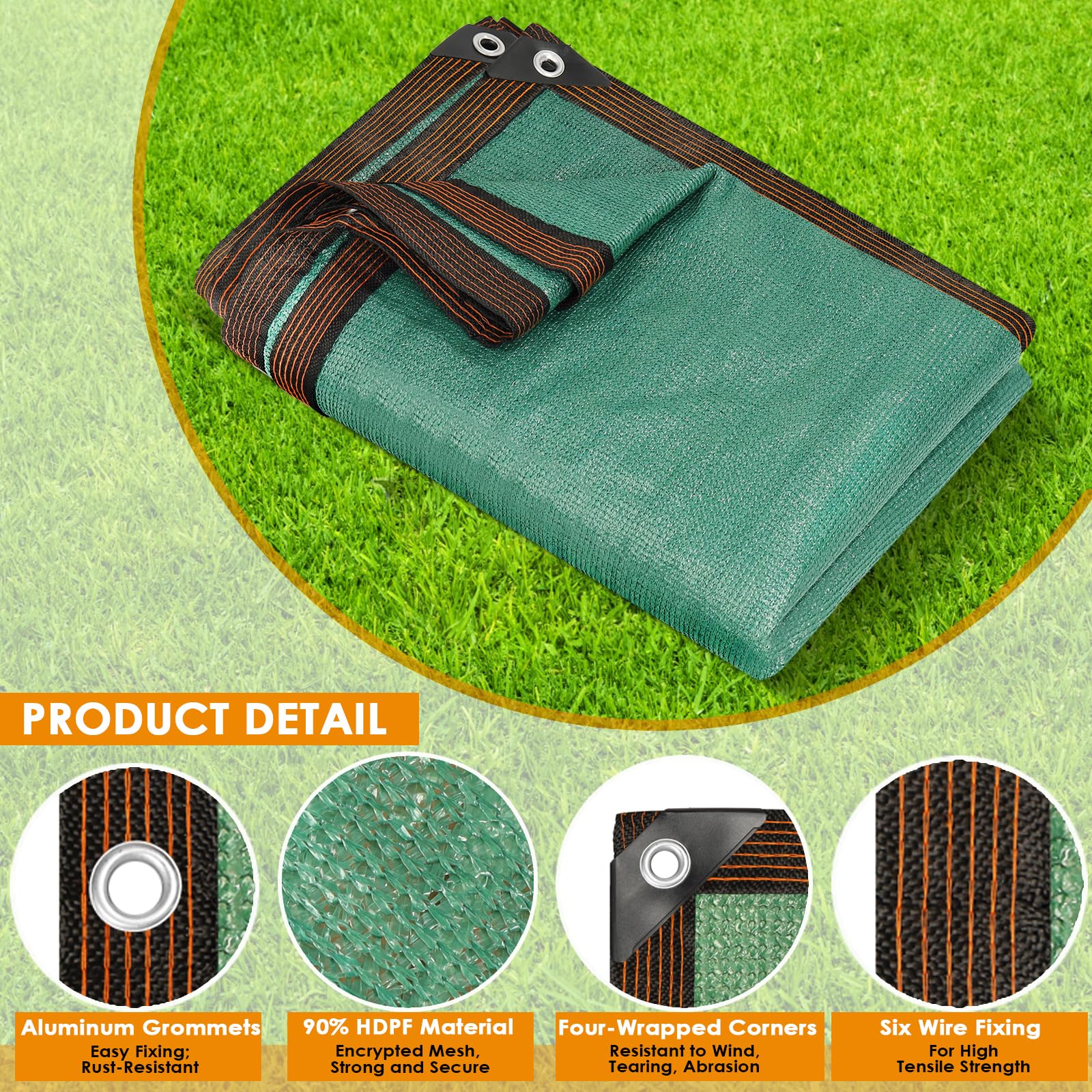 Rete per la privacy, 1,5 m x 10 m, con fori e 100 fascette per cavi, recinzione da giardino e frangivento, 110 g/m², HDPE 85% UV, per la privacy, l'area degli animali domestici e la