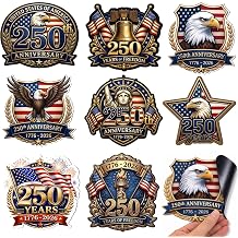 8 Pcs 250th Anniversary USA Car Magnet - America Flag Eagle Patriotic Magnetic Decal Stickers for Fridge Refrigerator Truck Decoration Gifts