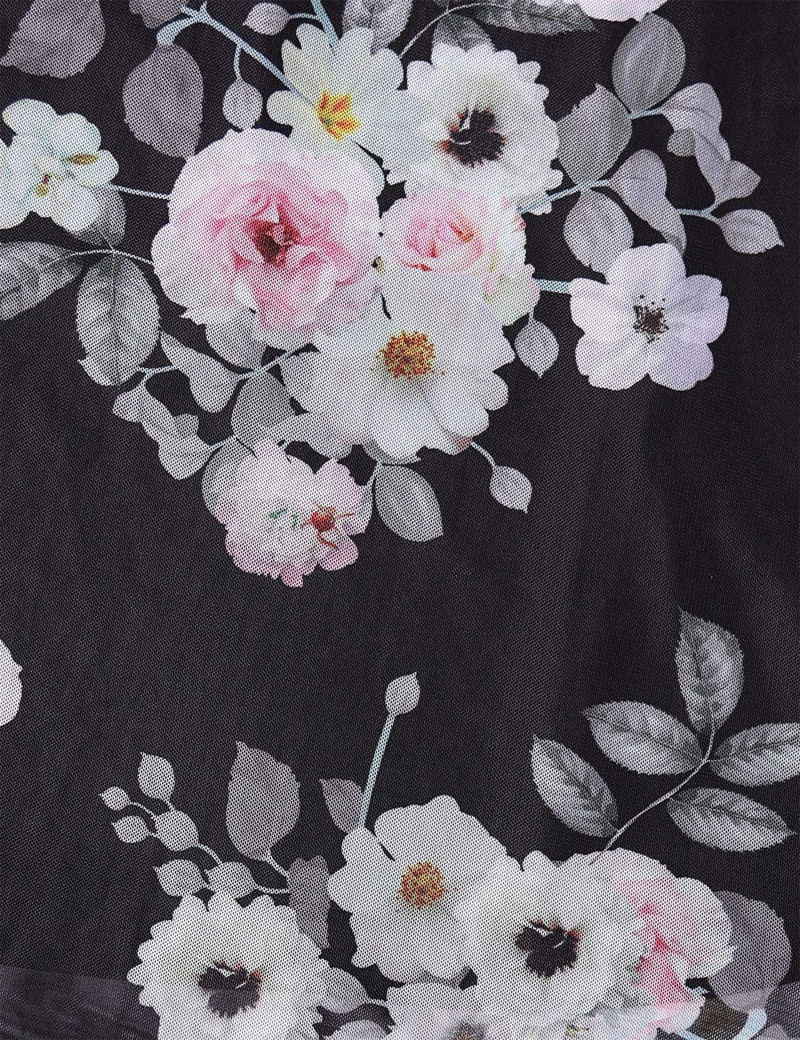 Womens 3/4 Bell Sleeve Pleated Front Floral Print Casual Blouses - Image 5