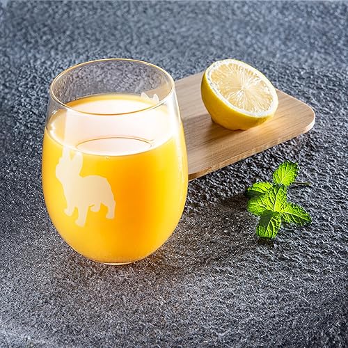 Miniatura 4 de Juego de 2 copas de vino sin tallo de perro Bulldog francés, amante de cachorros y perros para él y ella, silueta de perros, vasos de vidrio