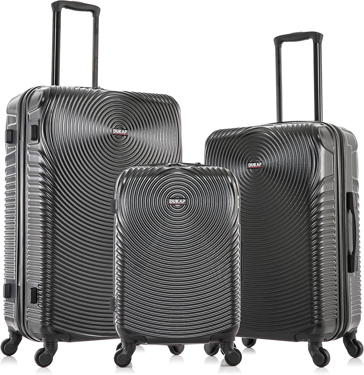 DUKAP INCEPTION Luggage with Spinner Wheels | Durable Lightweight Hardshell Suitcase,Travel Sets with Handle and Trolley | (20in, 24in, 28in) 3 Piece Luggage Set | Black