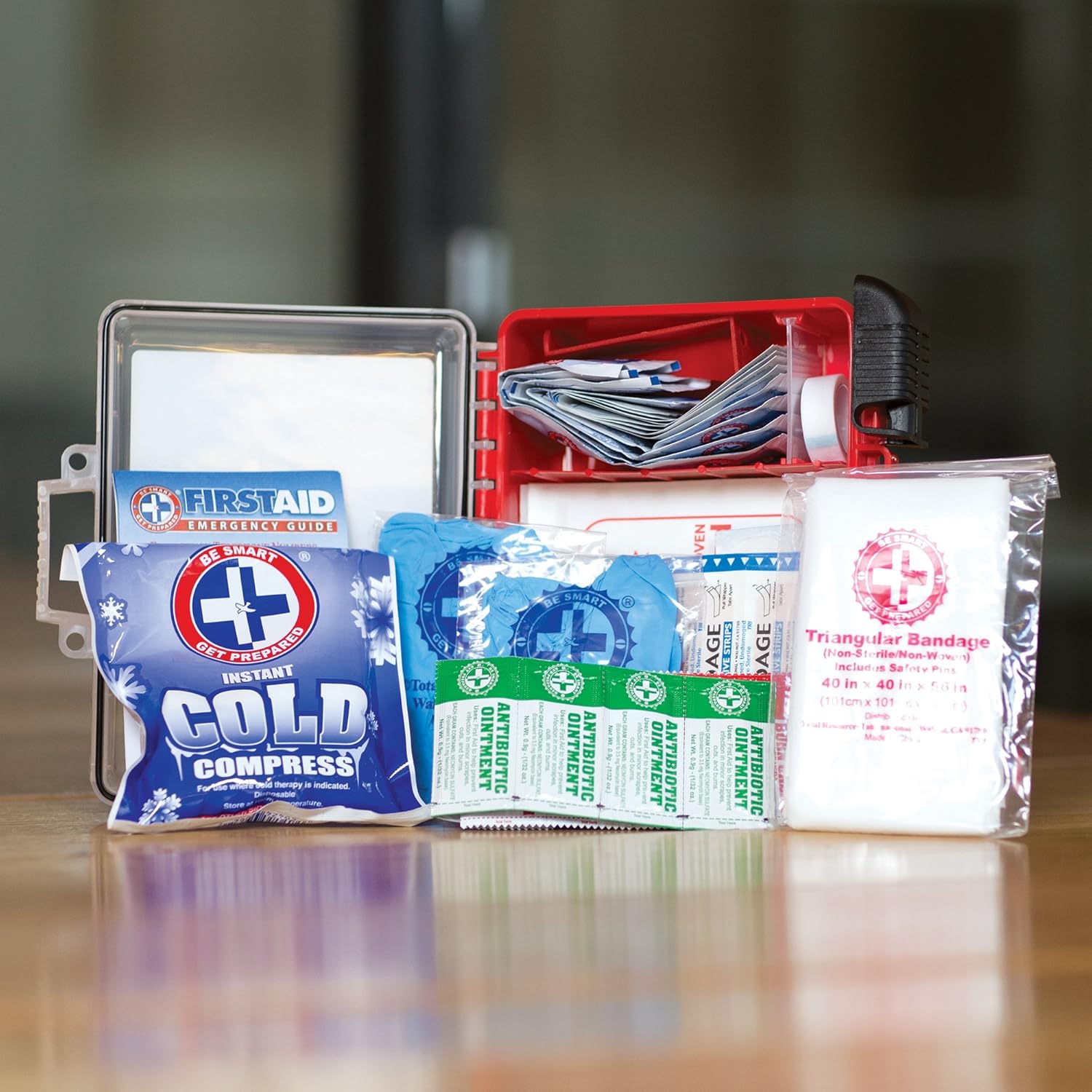 Be Smart Get Prepared 100Piece First Aid Kit, Exceeds OSHA Ansi Standards for 10 People - Office, Home, Car, School, Emergency, Survival, Camping, Hunting, & Sports : Sports & Outdoors