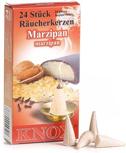 Knox - Conos de incienso perfumados de mazapán, paquete de 24, fabricados en Alemania