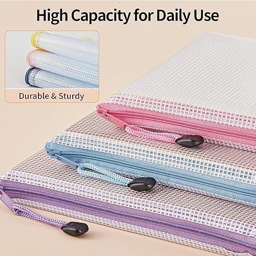Miniatura 7 de JARLINK 20 bolsas de malla con cremallera, bolsas de rompecabezas de 6 x 9 pulgadasA5 con cremallera, bolsas impermeables con cremallera para