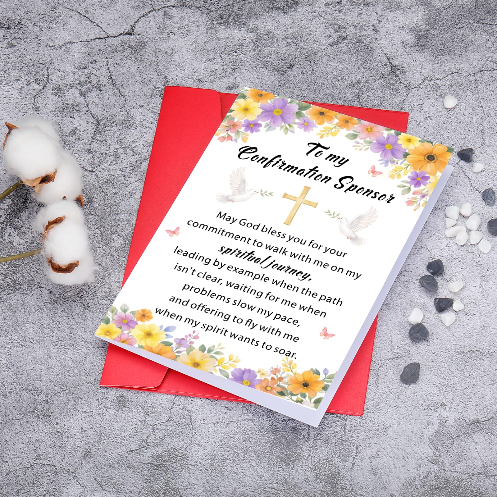 Confirmation Sponsor Card, Confirmation Sponsor Gifts for Women Men, Catholic Confirmation Cards for Godmother Godfather Appreciation Gift Christian Religious Sponsor Thank You Card for Godparent