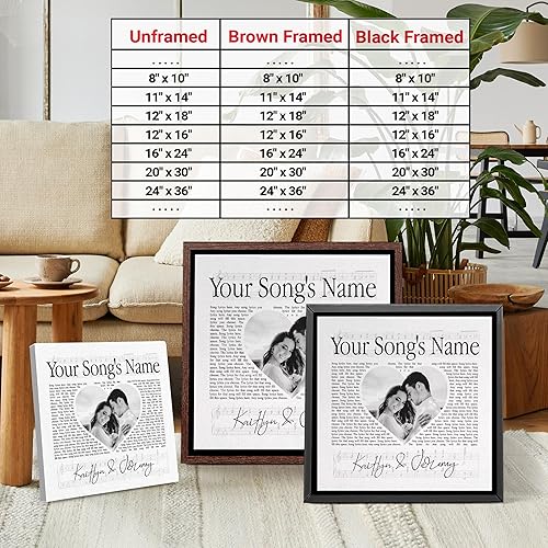 Vista 140 de H-DEWALL Letras de canciones personalizadas, lienzo enmarcado en marrón, música romántica del día de San Valentín, regalo personalizado para marido