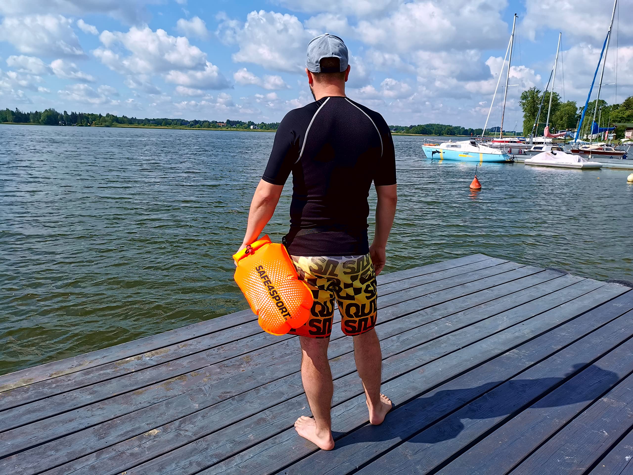 SAFE4SPORT PerfectSwimmer+ - bojka dmuchana do pływania - boja asekuracyjna z kieszenią na rzeczy