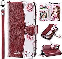 Vista 11 de ULAK Compatible con iPhone 12 Pro Max Funda Cartera con Portarjetas, Funda de Cuero PU con Soporte Plegable Ranuras para Tarjetas Correa de Muñeca