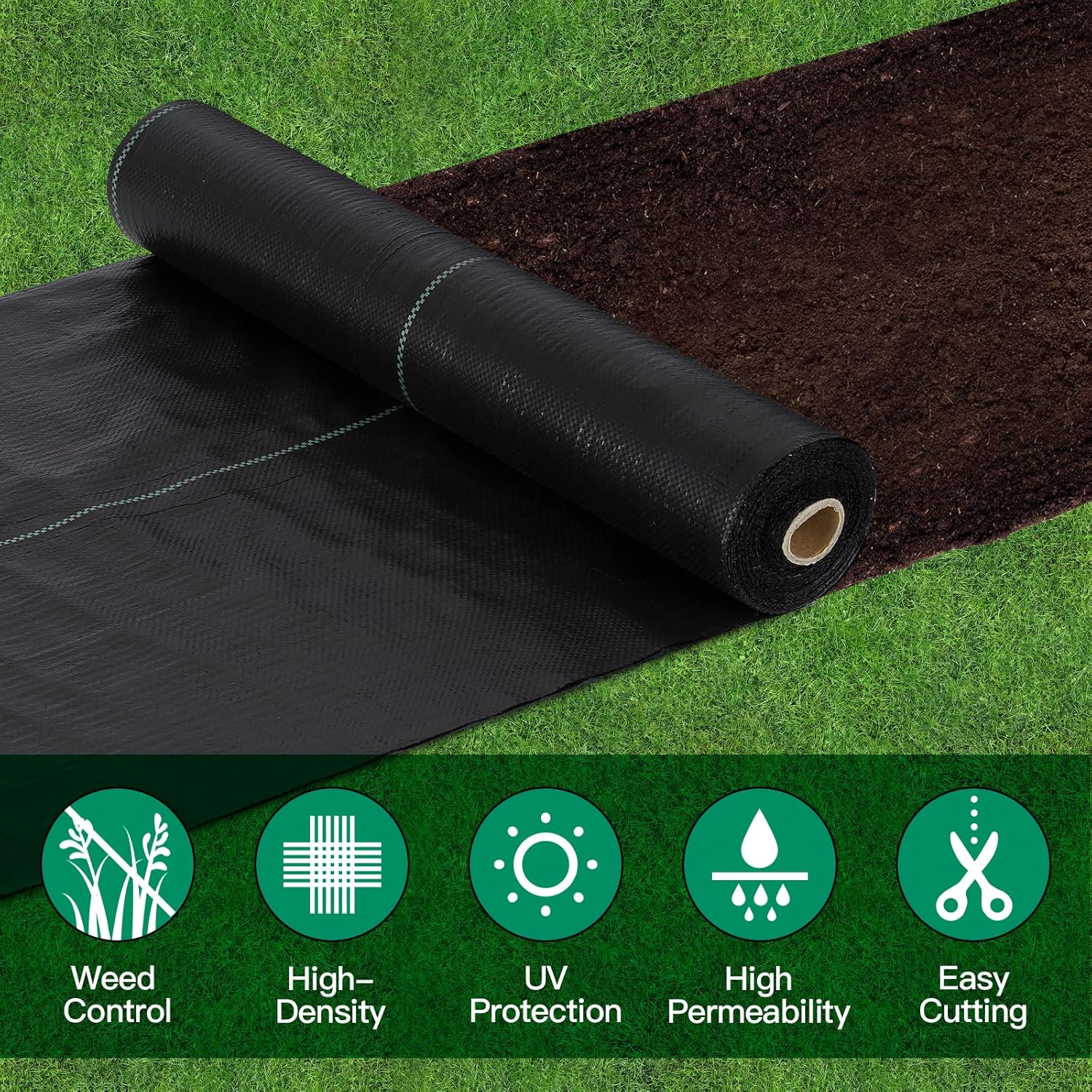 4FT x 115FT Weed Barrier Landscape Fabric, Premium Heavy Duty Woven Garden Ground Cover Weed Block Control Mat Cloth for Gardening, Planting, Farming, Landscaping Flower Bed Driveway