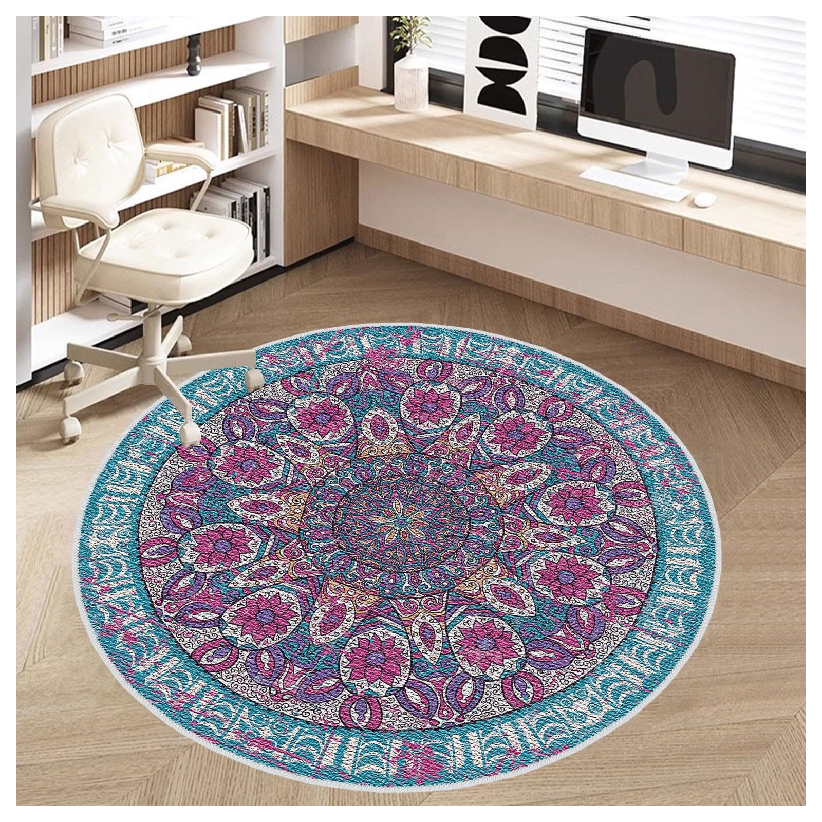 Office Chair Mat for Hardwood Floor, 4ft/48in Round Chair Rugs Floor Protectors, Desk Chair Mat for Rolling Chair, Anti-Slip Computer Chair Mats,