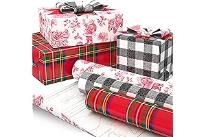 Classically Festive Black and White Plaid Christmas Wrapping Paper