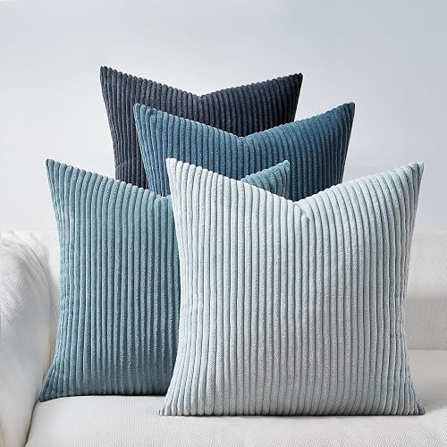 Topfinel BlueGray Throw Pillow Covers 18x18 Inch Set of 4,Soft