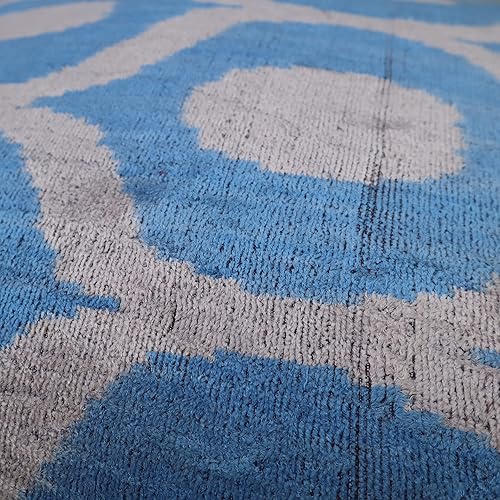 Miniatura 7 de CANVELLO Almohada decorativa hecha a mano azul con relleno de plumón funda de cojín cuadrada de seda de terciopelo suave para sala de estar sofá y