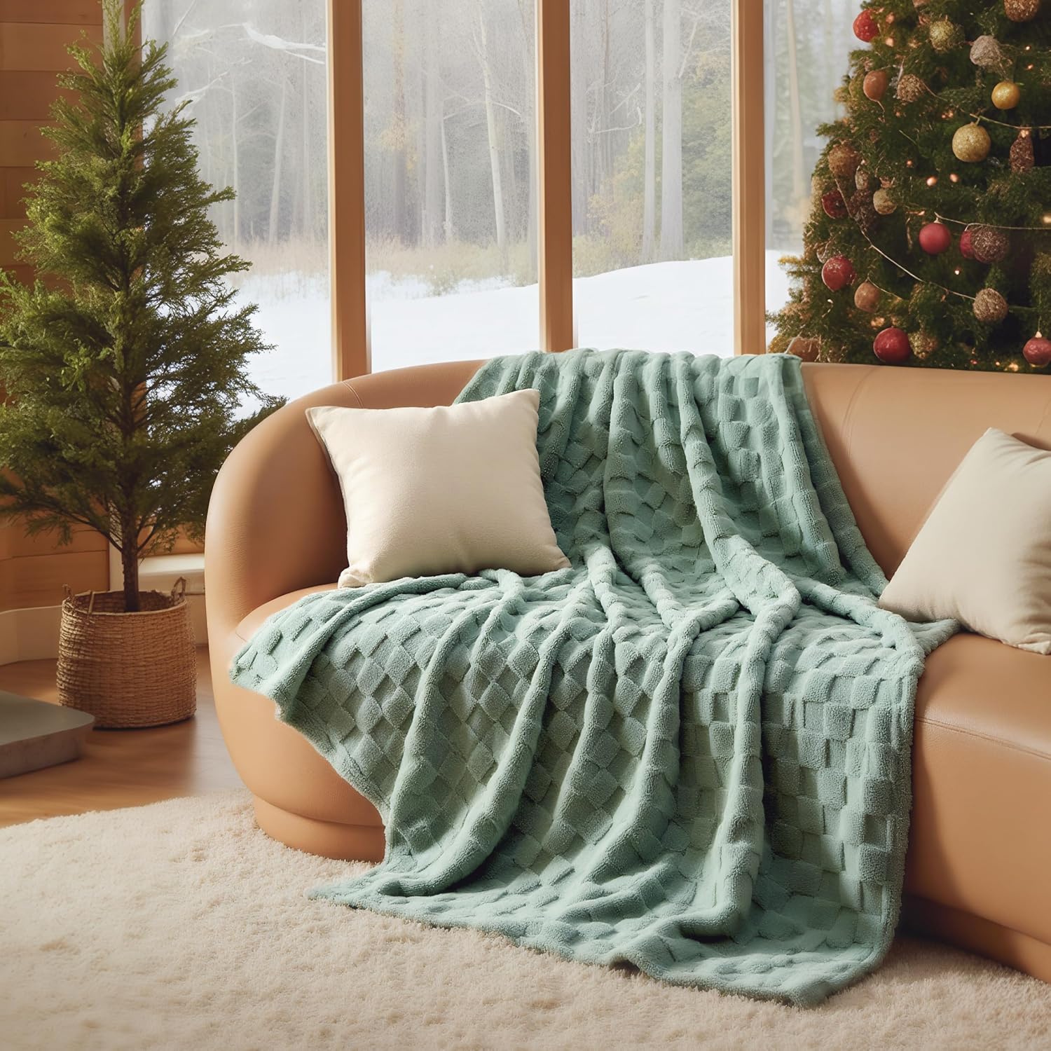 Bedsure GentleSoft Sage Green Throw Blanket for Couch - Checkered Fleece Blankets Gifts for Women Men Girls, Cute Soft Cozy Throw for Bedroom Home Decor Gifts, 50x60 Inches - Image 8