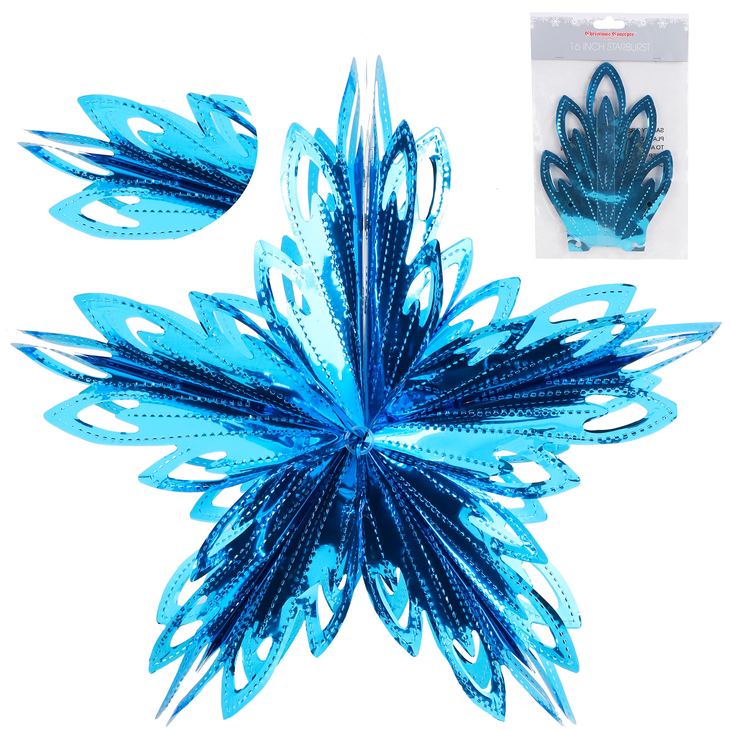 Christmas Concepts Turquoise Christmas Concepts® 16” (1.3Ft) Large Foil 3D Star Hanging Decoration – Christmas Trimming (Turquoise)