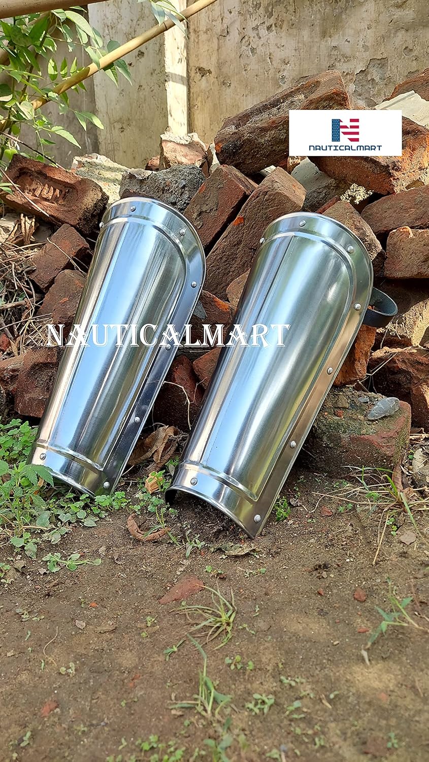 Medieval Pair of Leg Greaves Armor & Steel Arm Guards Set Viking LARP Accessories Functional Re-Enactment Knight Armoury Collectibles - Image 5