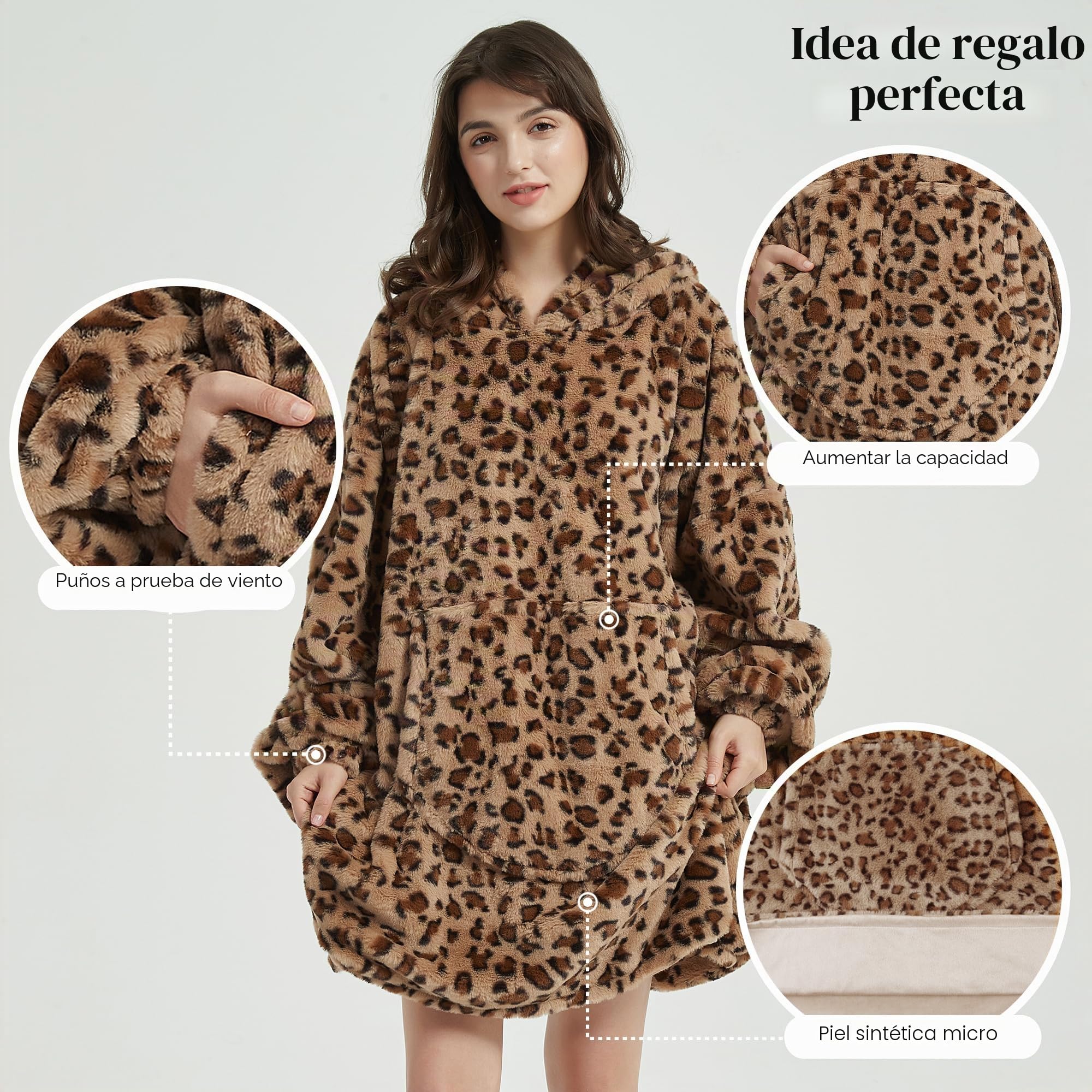 Viviland Sudadera con capucha de gran tamaño, súper suave, cálida, cómoda, con bolsillo frontal grande, regalo para mujeres, hombres, adolescentes y niños, marrón