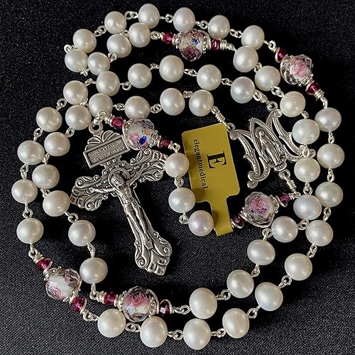 Miniatura 3 de Elegantmedical - Caja de collar de perlas y perlas de veluriyam hechos a mano católicas AAA de 8 a 0.354 in