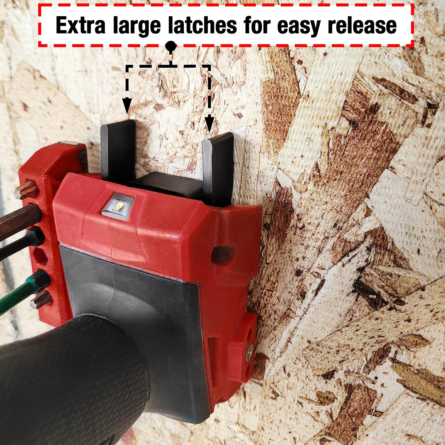 Commander Tool & Garage Organization, 5 Pack Locking Milwaukee M18 Holder, Snap-on Wall Mount for 18v Power Tools Storage System & Organizer, Black
