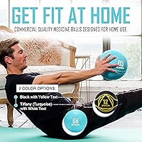 Vista 6 de ZIVA Pelota de ejercicio medicinal – Carcasa de goma virgen de grado comercial, acabado texturizado de fácil agarre para entrenamiento de fuerza