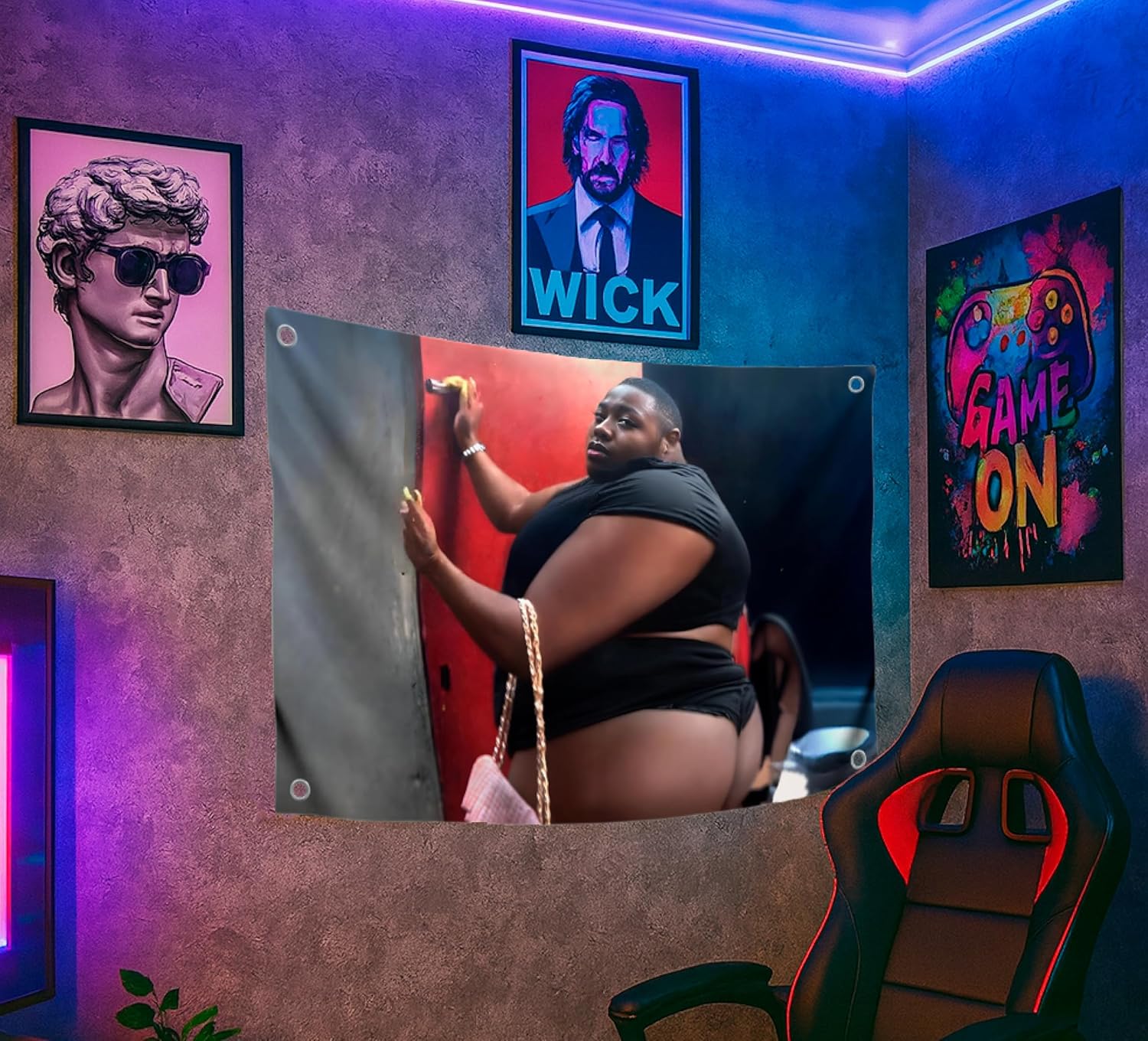 3x5 Feet Funny Black Man in Tight Underwear with Four Brass Grommets - Tapestry Funny Polyester Flag for College Party Indoor and Outdoor Decoration - Cool Meme Flags for Decor Boys Room - Image 5